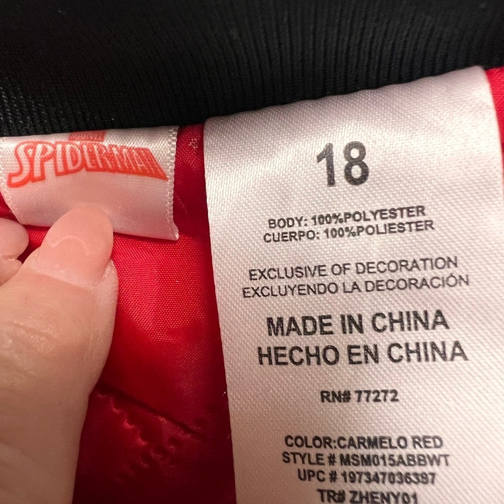 SPIDER-MAN”TO THE RESCUE” RED BOMBER JACKET. MARVEL THEMED BOYS SIZE 18 - Picture 3 of 6